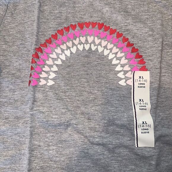 Girls' 'Heart Rainbow' Long Sleeve Graphic T-Shirt - Cat & Jack Heather Gray. U - Picture 2 of 4